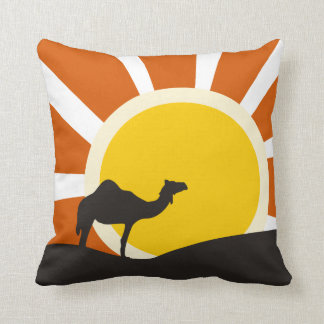 Camel With Sunset Throw Pillow