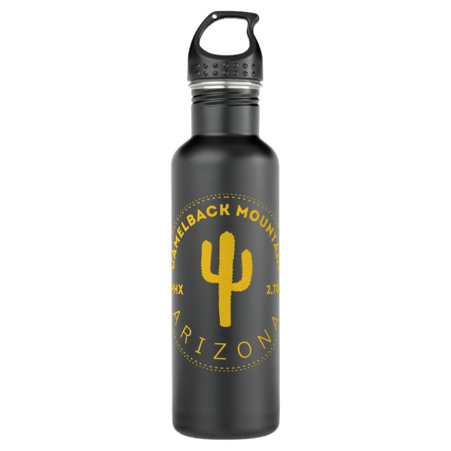 Camelback Mountain AZ - Phoenix Arizona Gold Cactu 710 Ml Water Bottle (Front)