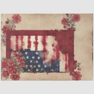 Camellia 4th Of July American Flag  Tissue Paper