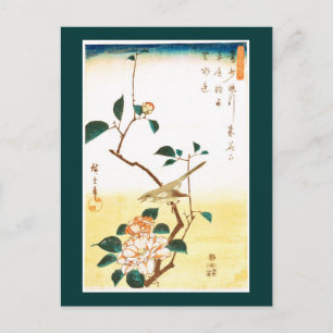 Camellia and Bush Warbler Hiroshige Fine Art Postcard