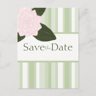 Camellia and Stripes Save the Date Postcard