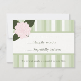 Camellia and Stripes Wedding RSVP Card