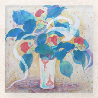 Camellia Dream: Gentle Flight  Glass Coaster