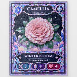 Camellia Flower, Rainbow Foil Art Jigsaw Puzzle