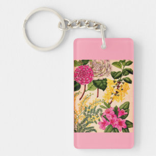 camellia, forsythia, rhododendron and acacia keychain