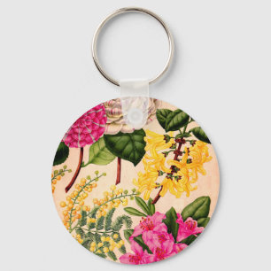 camellia, forsythis, rhododendron and acacia keychain