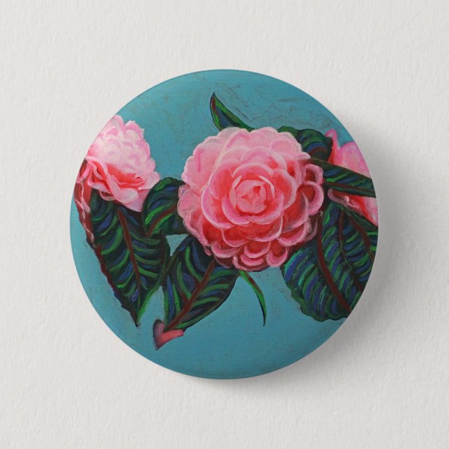 Camellia Japonica Sky 2 Inch Round Button (Front)