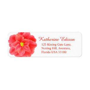 Camellia red wedding sticker reply labels