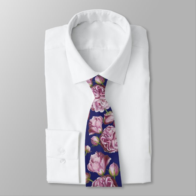 Camellia Rose Garden Flowers Tie (Tied)