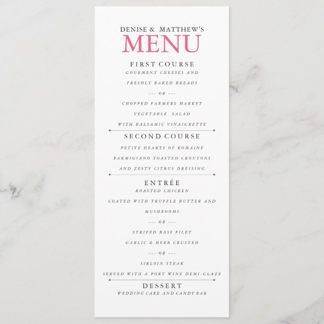 Camellia Rose Menu (Front)
