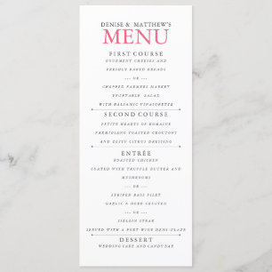 Camellia Rose Menu