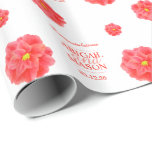 Camellia watercolor flower red white wedding wrapping paper<br><div class="desc">Modern spring flower design personalized wedding gift wrapping paper, featuring watercolor red camellia flower art and your own couples names and wedding date on a white background. A great way to give a personalized touch to special wedding presents and gifts. Unique watercolor art and design by Sarah Trett. www.sarahtrett.com for...</div>