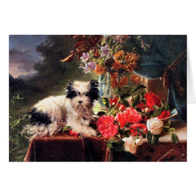 Camellias and a Terrier (Front Horizontal)