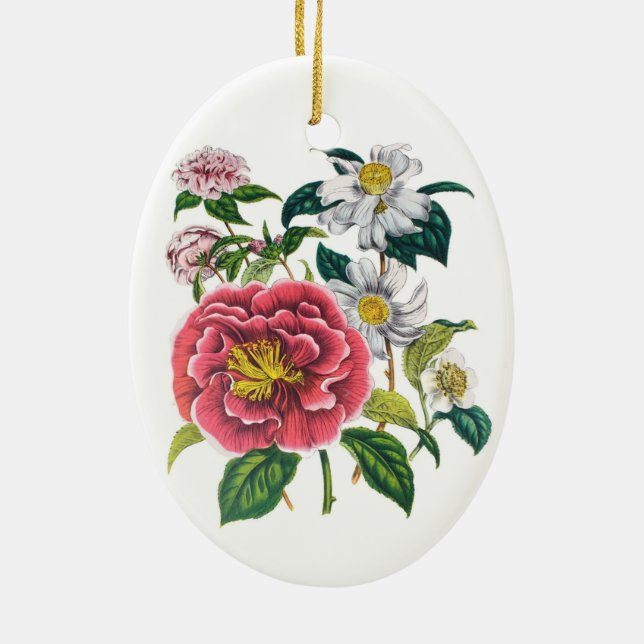 Camellias Ceramic Ornament (Back)