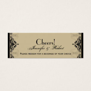 Camelot Gold Black Scrolls Wedding Drink Ticket