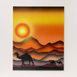 Camels At Sunset Desert Puzzle Cadeau - Peinture