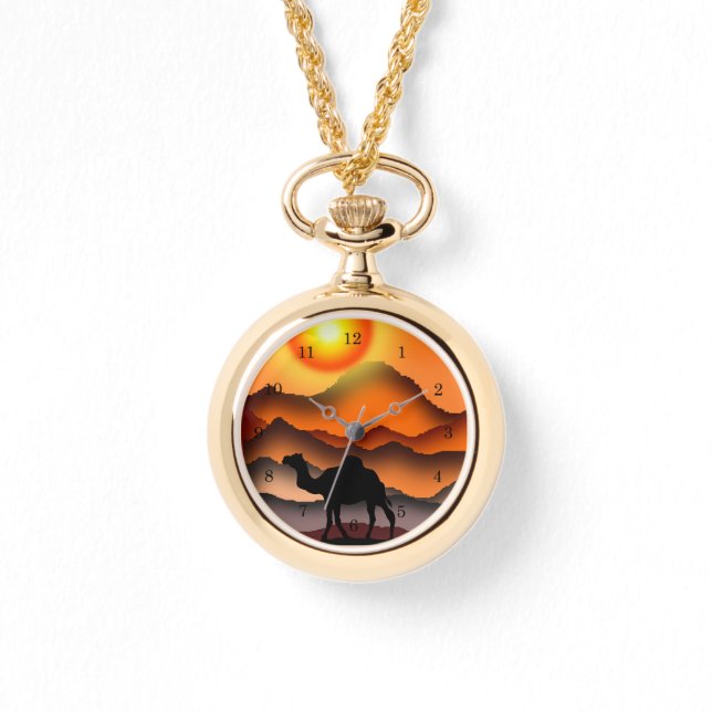 Camels At Sunset Desert Watch (Front)