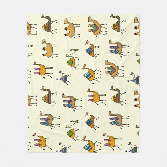 Camels Caravan Decorative Seamless Pattern Fleece Blanket (Front)