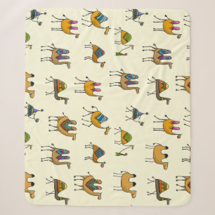 Camels Caravan Decorative Seamless Pattern Sherpa Blanket