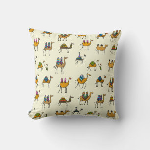 Camels Caravan Decorative Seamless Pattern Throw Pillow