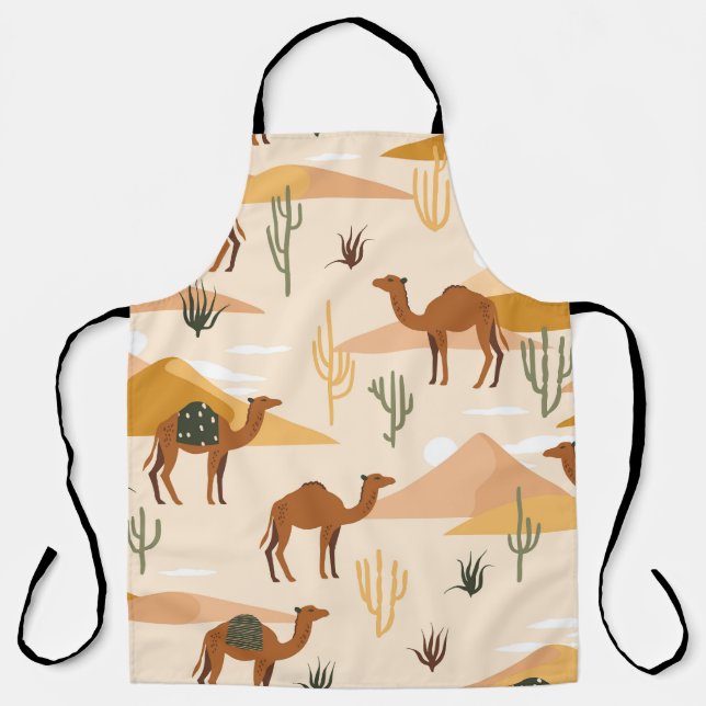 Camels Dunes Cacti: Desert Seamless Apron (Front)