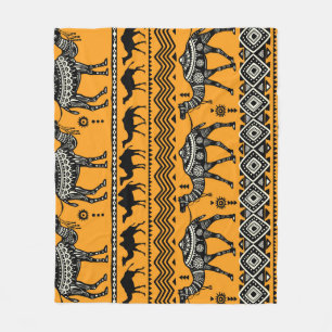 Camels Illustration Seamless Pattern Design. Fleece Blanket