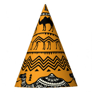 Camels Illustration Seamless Pattern Design. Party Hat