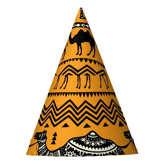 Camels Illustration Seamless Pattern Design. Party Hat (Front)