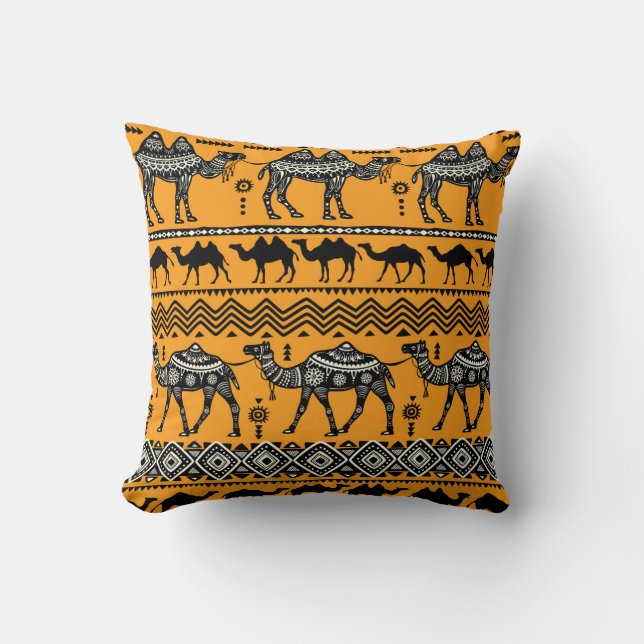 Camels Illustration Seamless Pattern Design. Throw Pillow (Front)