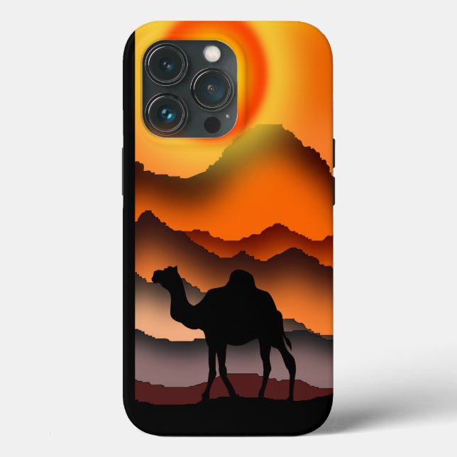 Camels in Desert Sunset iPhone Case (Back)