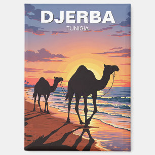 Camels on Djerba Island Tunisia Travel Postcard Magnet
