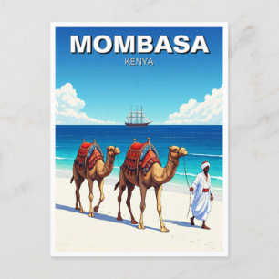 Camels on the beach in Mombasa Kenya Postcard