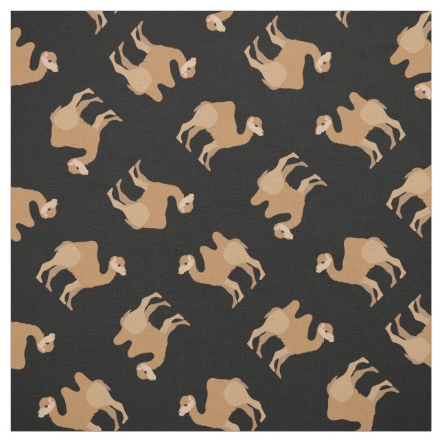 Camels Print Fabric Black (Swatch)