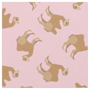 Camels Print Fabric Pink