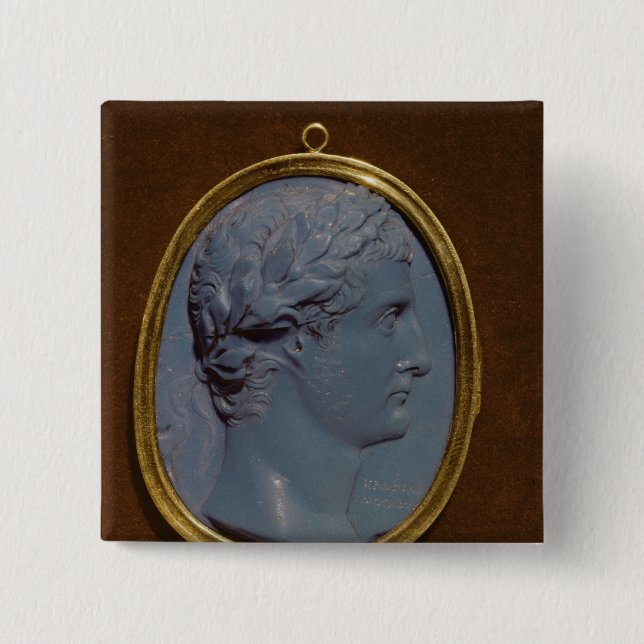Cameo bearing the profile of Tiberius 2 Inch Square Button (Front)