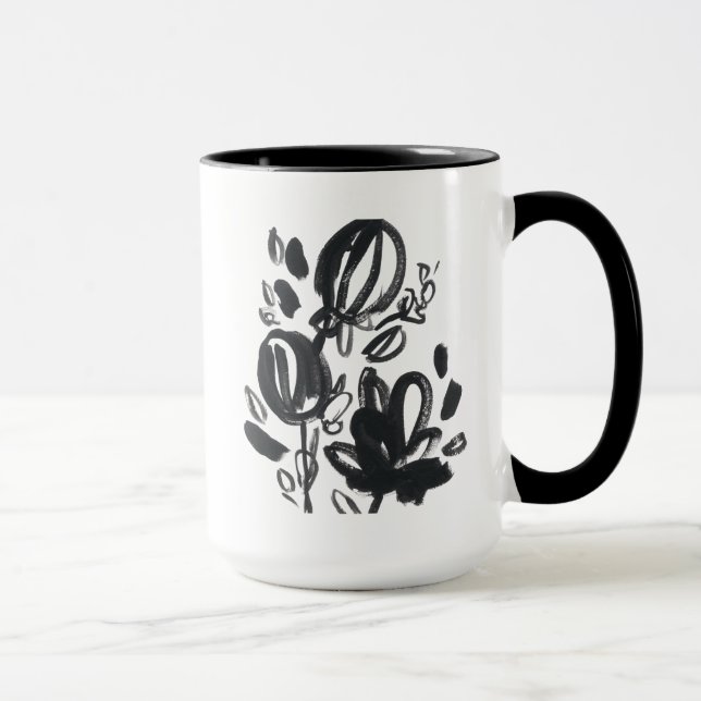 Cameo Bloom - Black and White Mug (Right)