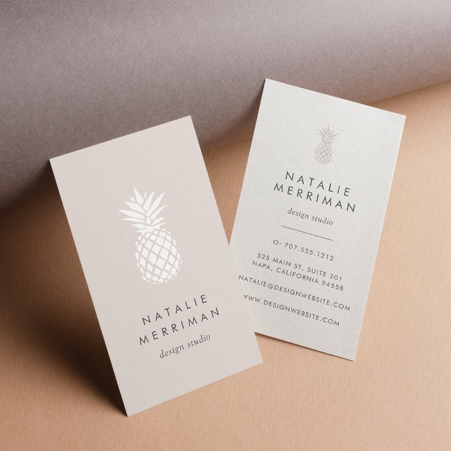 Cameo Blush Pineapple Vertical Business Card (Creator Uploaded)