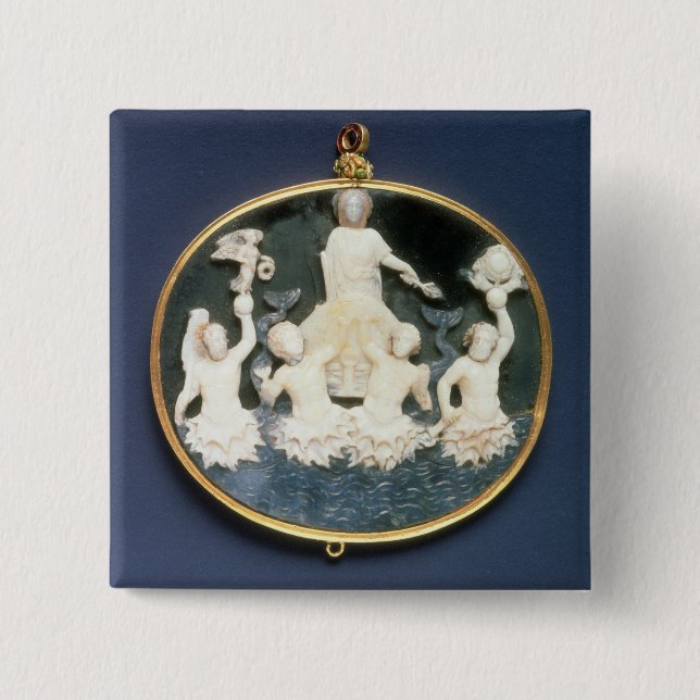 Cameo commemorating the Naval victory of 2 Inch Square Button (Front)