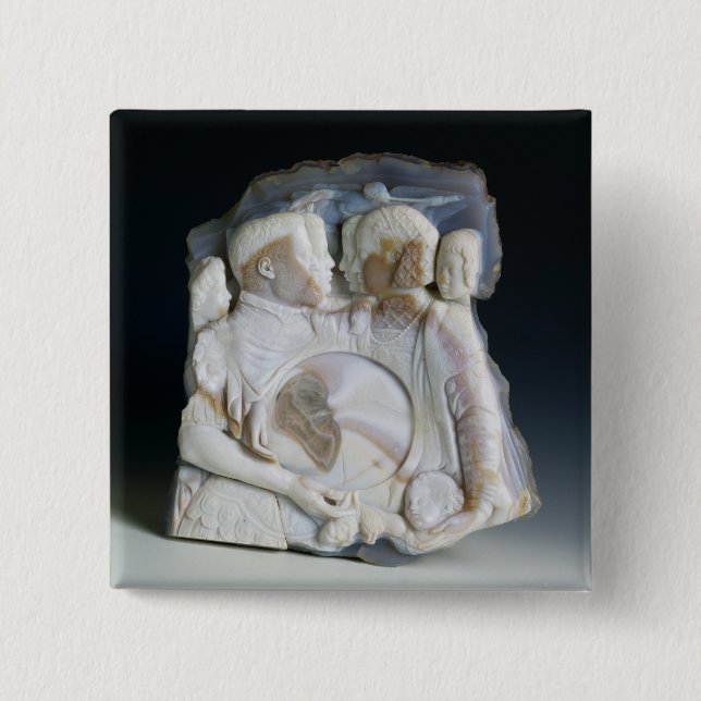 Cameo depicting Cosimo de Medici (1519-74) and his 2 Inch Square Button (Front)