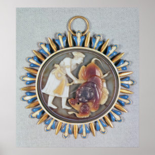 Cameo depicting Emperor Shah Jahan killing lion Poster