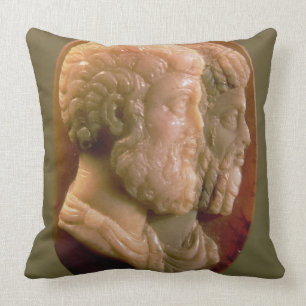 Cameo depicting Marcus Aurelius (121-180) and Luci Throw Pillow