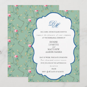 Cameo Green Rehearsal Dinner Invitation