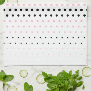 Cameo Pink and Black Polka Dot Kitchen Towel