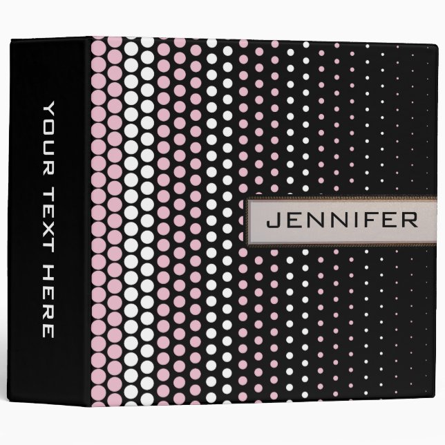 Cameo Pink and White Polka Dot Elegant Modern Binder (Front/Spine)