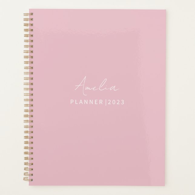 Cameo pink elegant custom planner (Front)