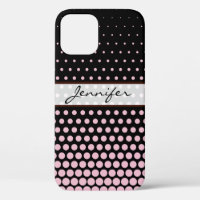 Cameo Pink Polka Dot Elegant Modern Black
