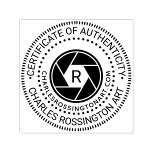 Camera Aperture Certificate of Authenticity URL In Self-inking Stamp