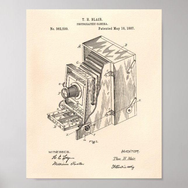 Camera Apparatus 1887 Patent Art - Old Peper Poster (Front)