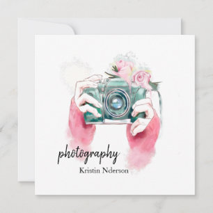 Caméra Aquarelle Avec Invitation Rose