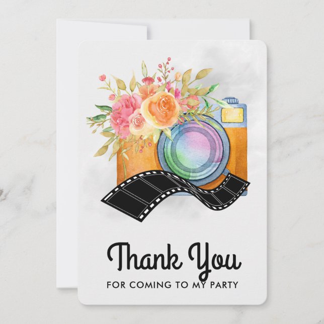 Caméra Boho et Merci d'aquarelle Florals (Devant)